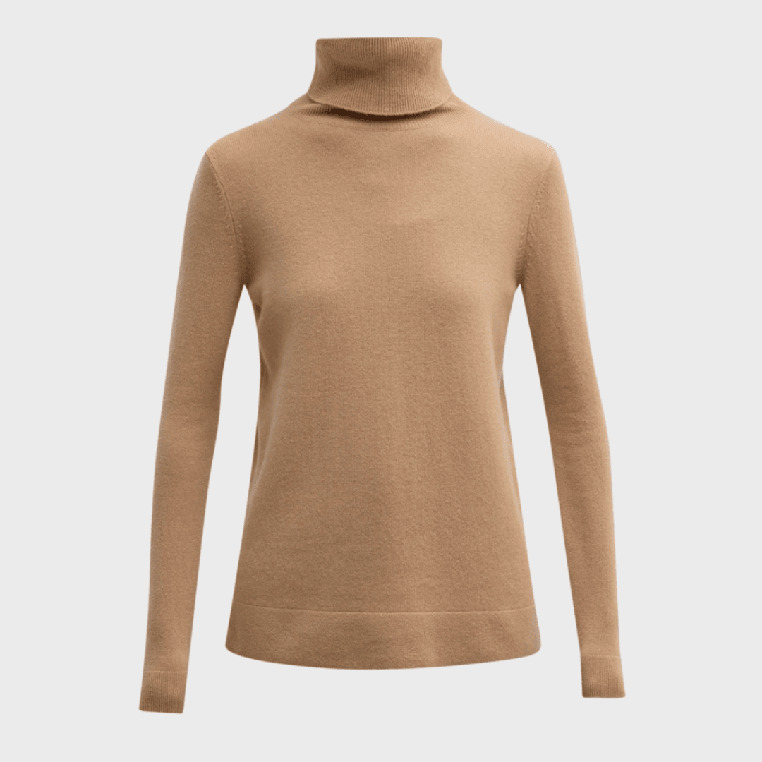The Neiman Marcus Cashmere Collection Cashmere Basic Turtleneck Top against a white background