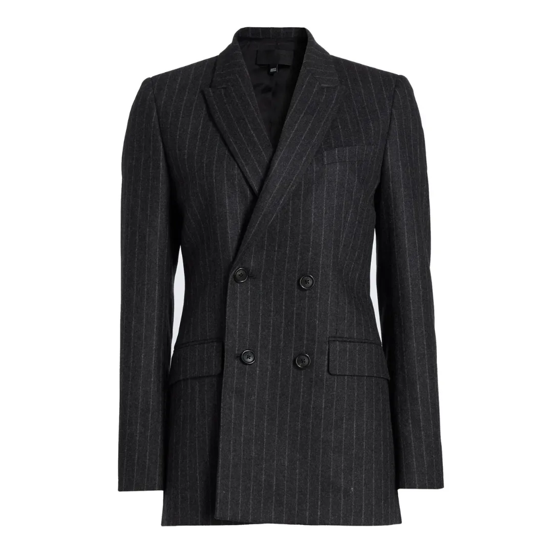 Nili Lotan Pinstriped Wool Double-Breasted Blazer