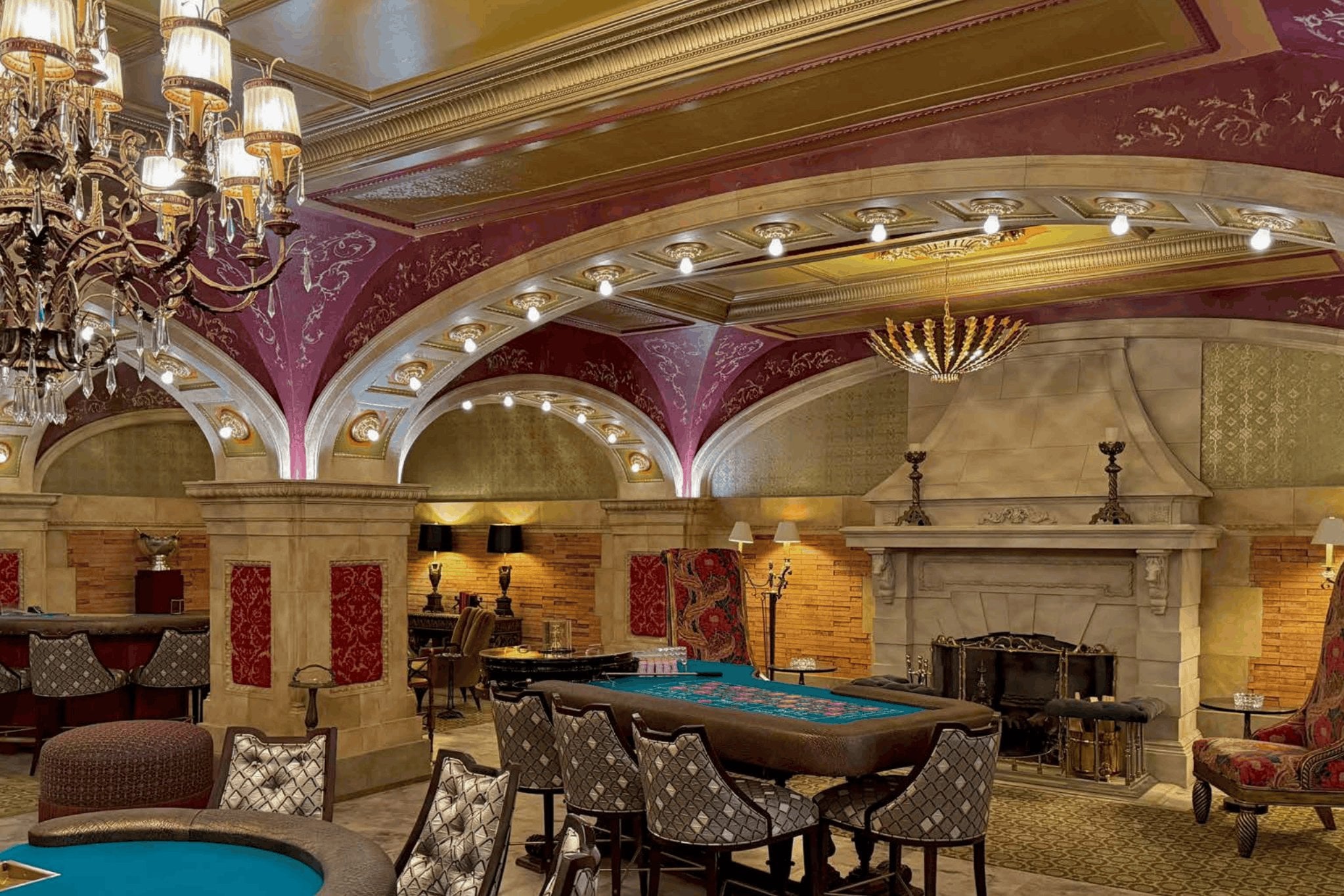 The finished set of the underground casino room of the Arconia.