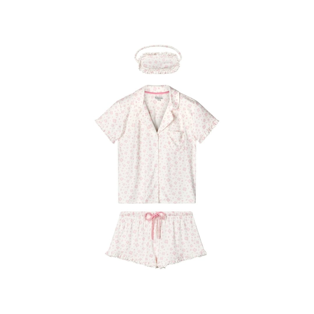 PJ Salvage Pretty Petals Jersey Short Pajamas & Eye Mask