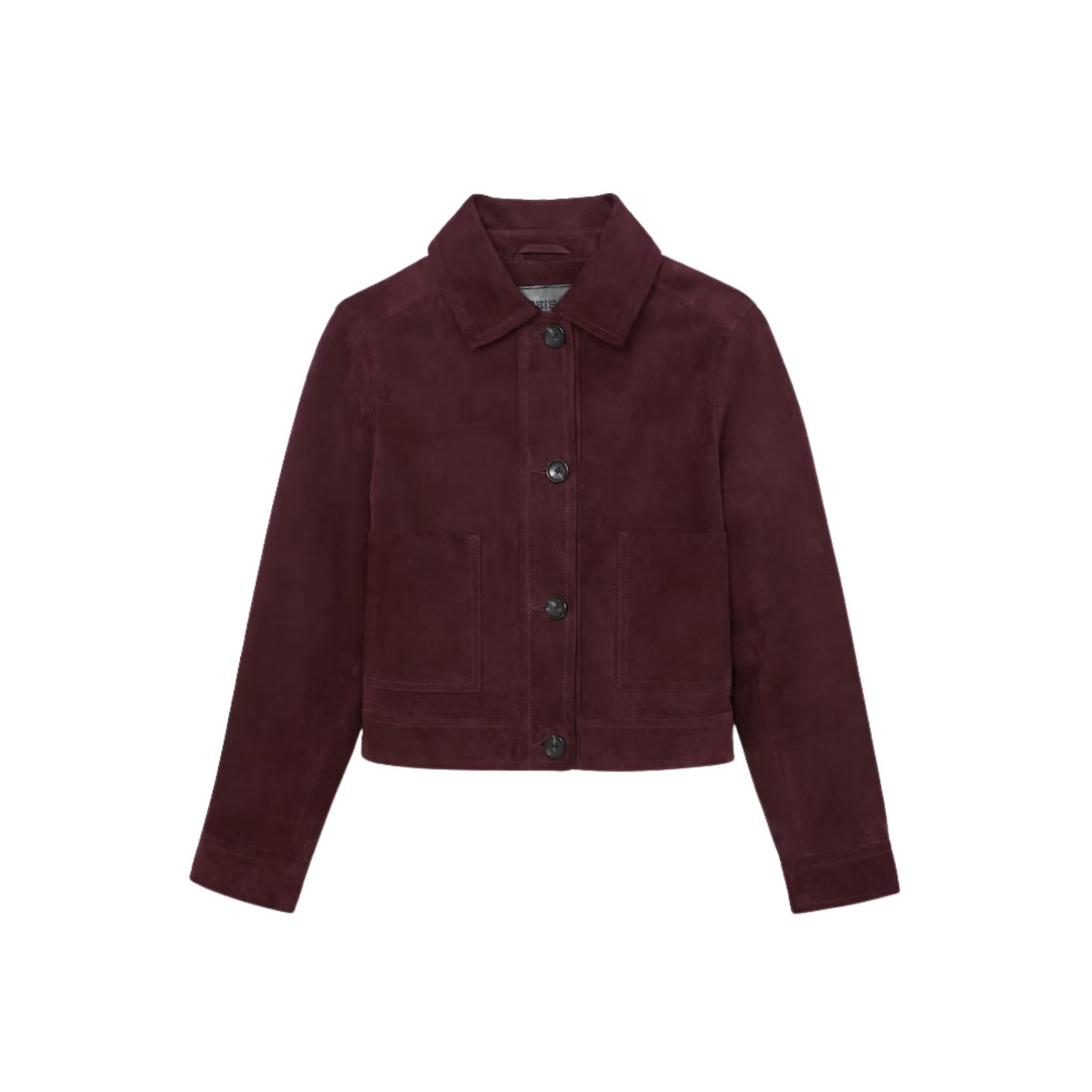 Reiss Sonny Suede Button-Through Jacket in Burgundy