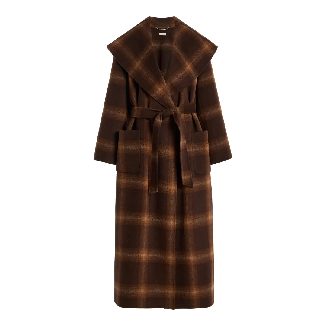 Simkhai Plaid Wool Robe Coat