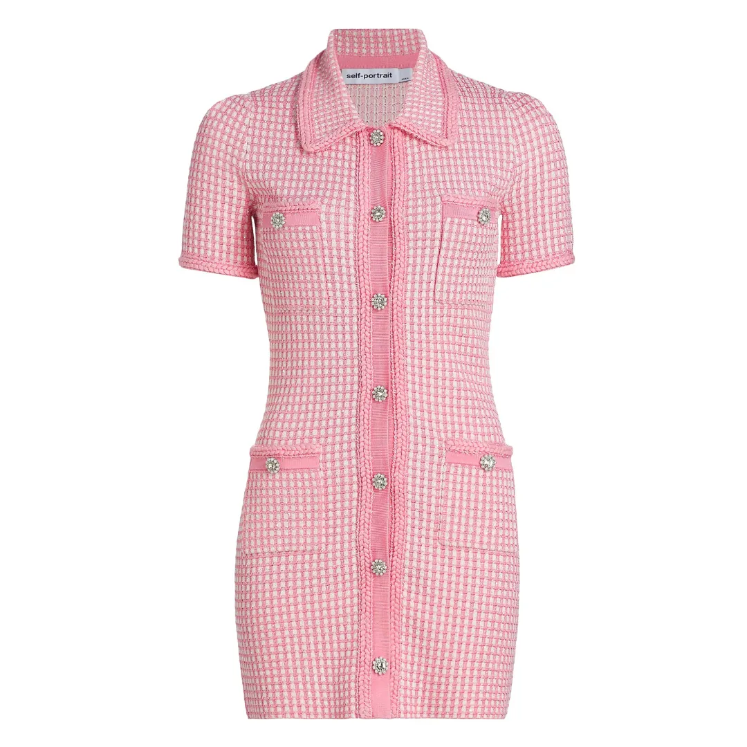 Self-Portrait Embellished Tweed Minidress