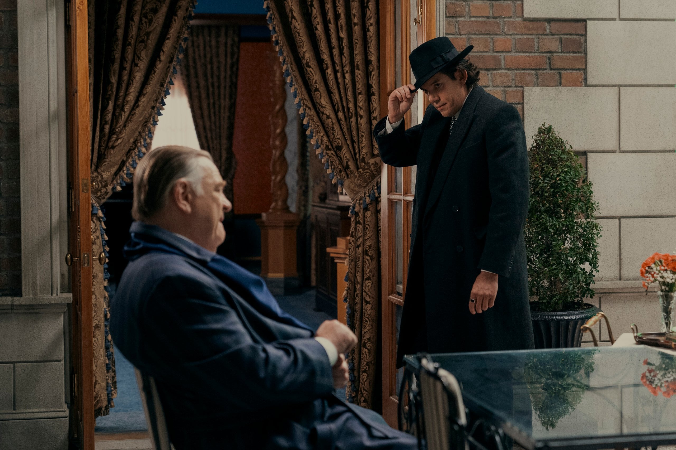 Finn Byrne/Silvermane (Brendan Gleeson) and Winston (Lukas Haas) in "Spider-Noir".