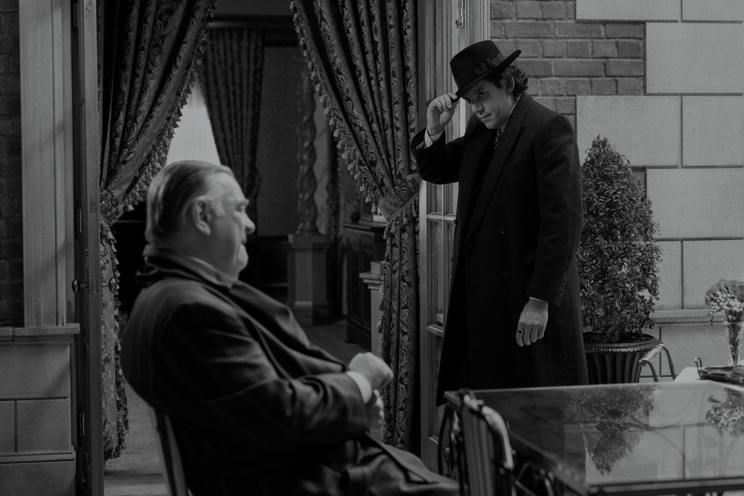 Finn Byrne/Silvermane (Brendan Gleeson) and Winston (Lukas Haas) in "Spider-Noir".