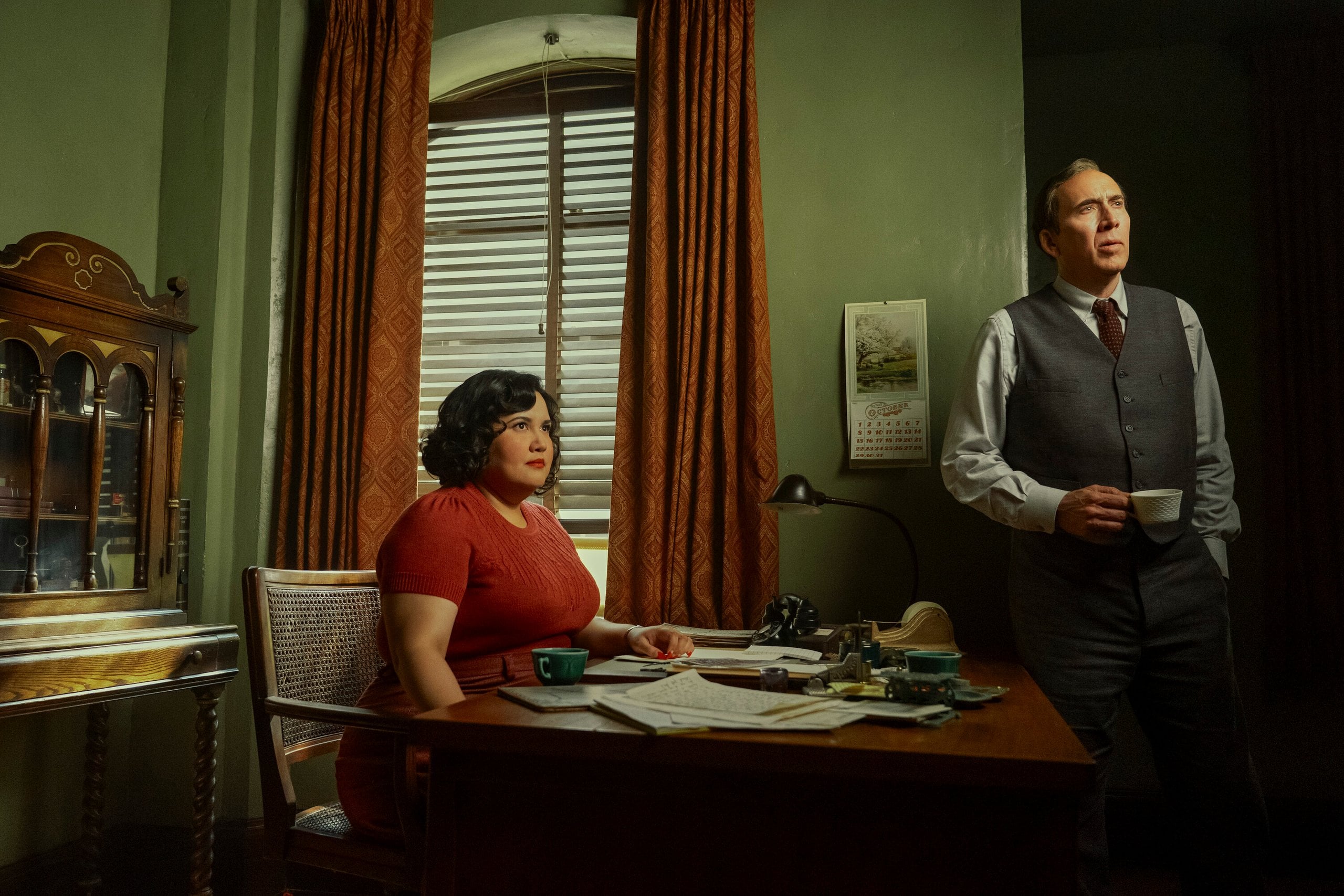 Janet Ross (Karen Rodriguez) and Ben Reilly/Spiderman (Nicolas Cage) in "Spider-Noir".