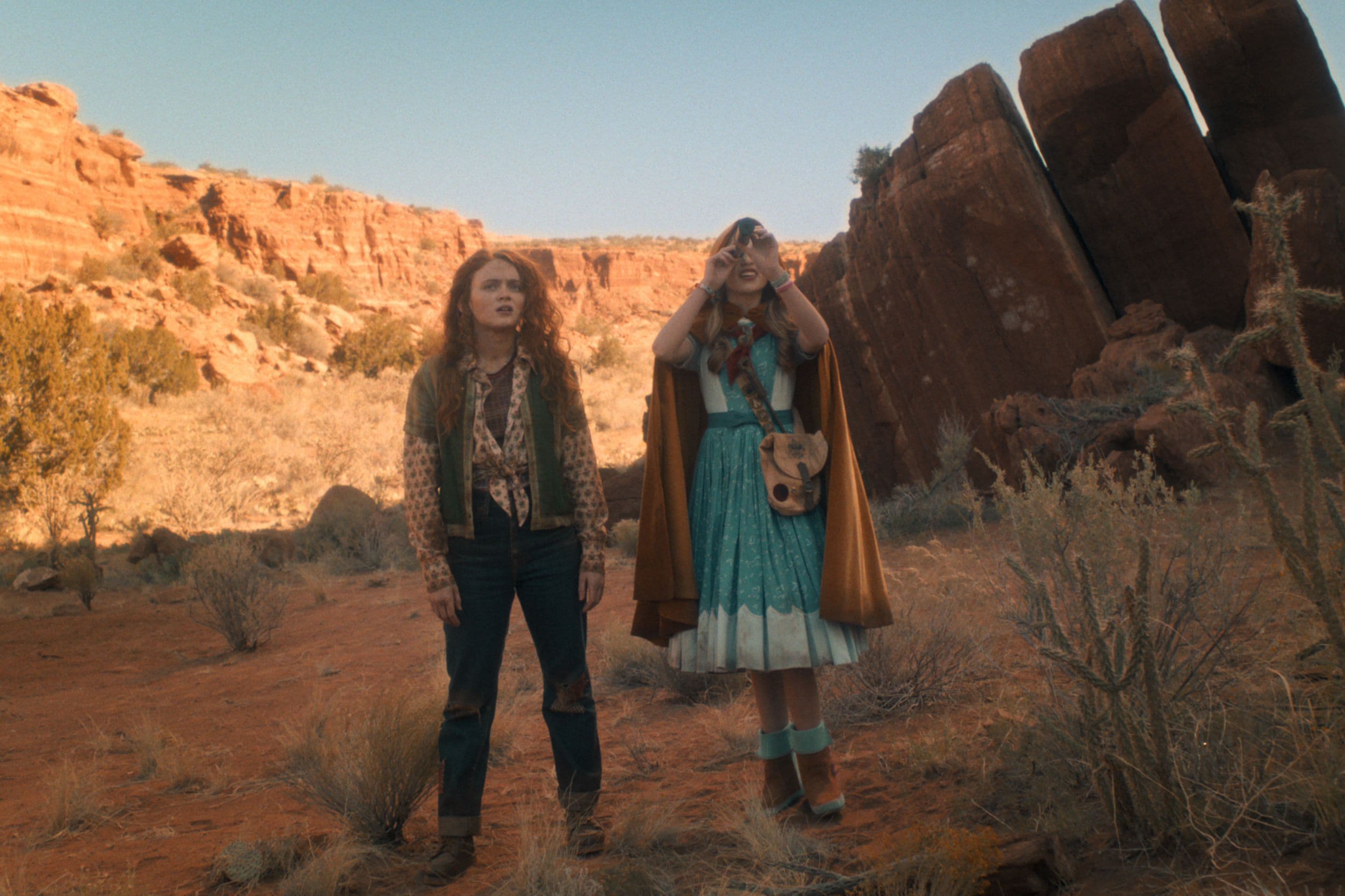 Sadie Sink as Max Mayfield and Nell Fisher as Holly Wheeeler in "Stranger Things."