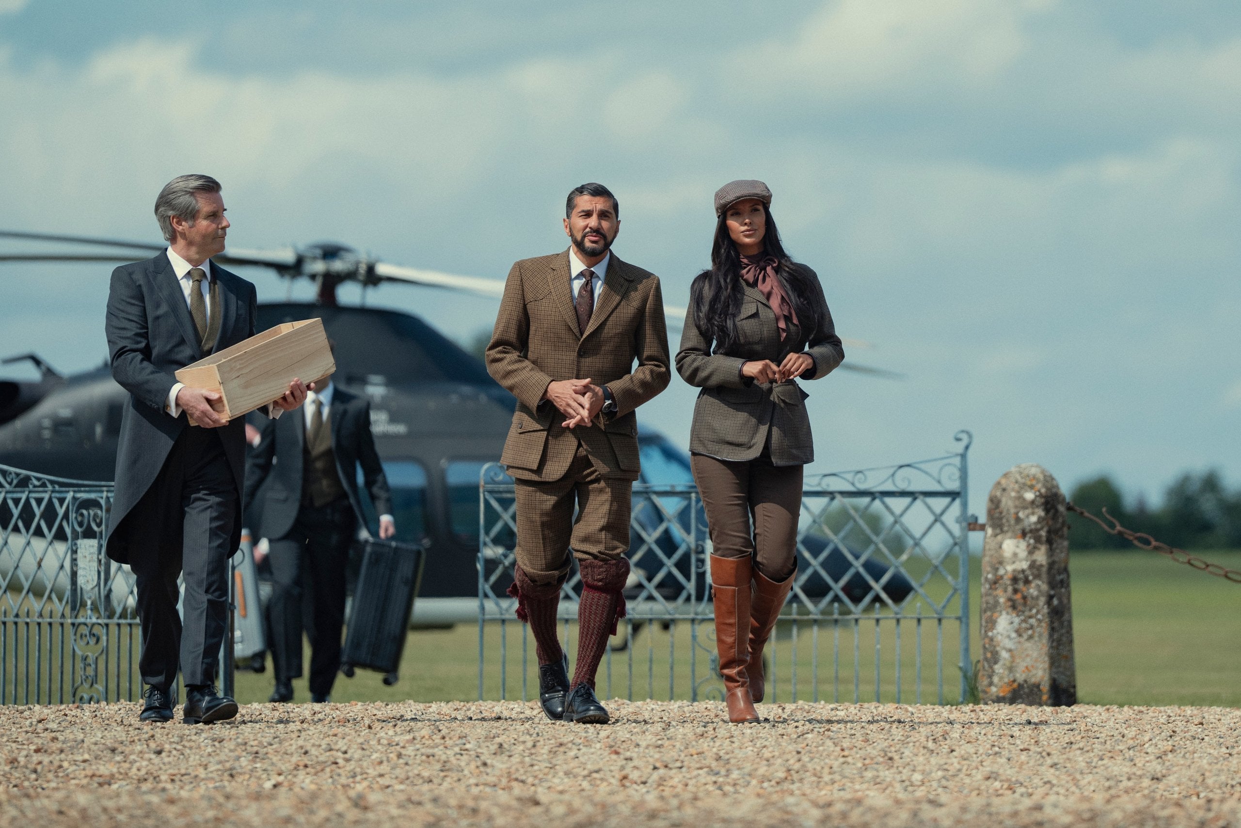 Amir (Jordan Aaron Hall) and Aisha (Maya Jama) in "The Gentlemen" season two.