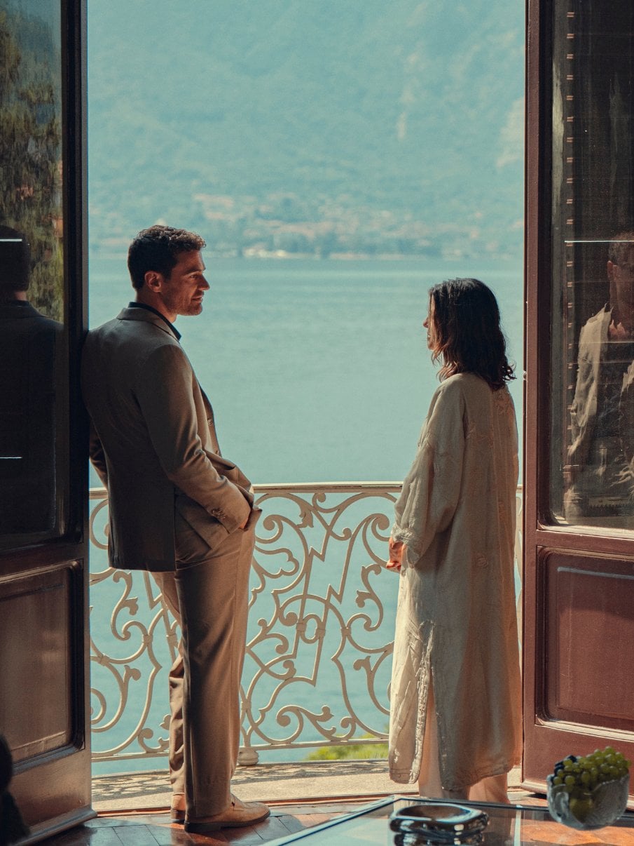 Theo James and Benedetta Porcaroli in "The Gentlemen" season two.
