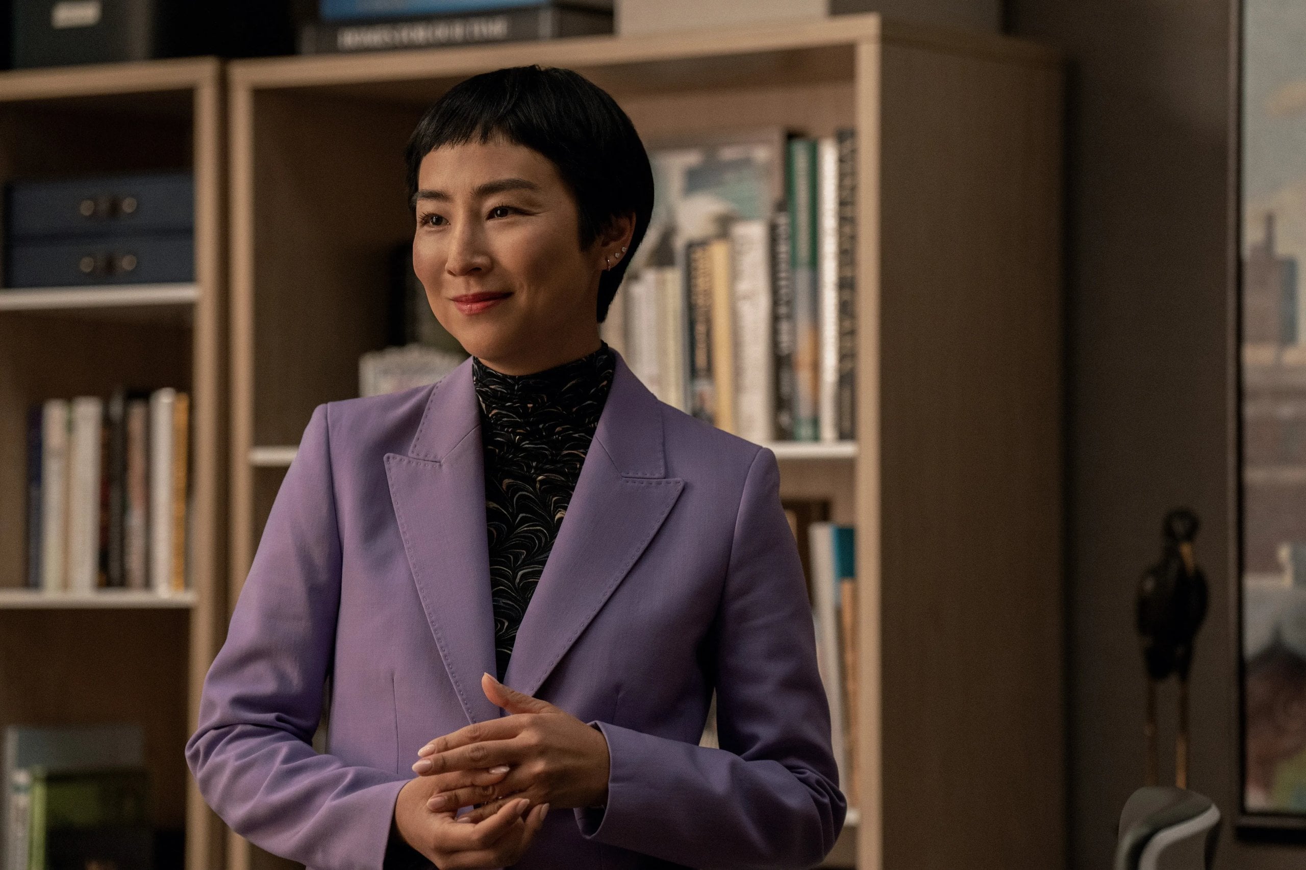 Greta Lee in season three of "The Morning Show".