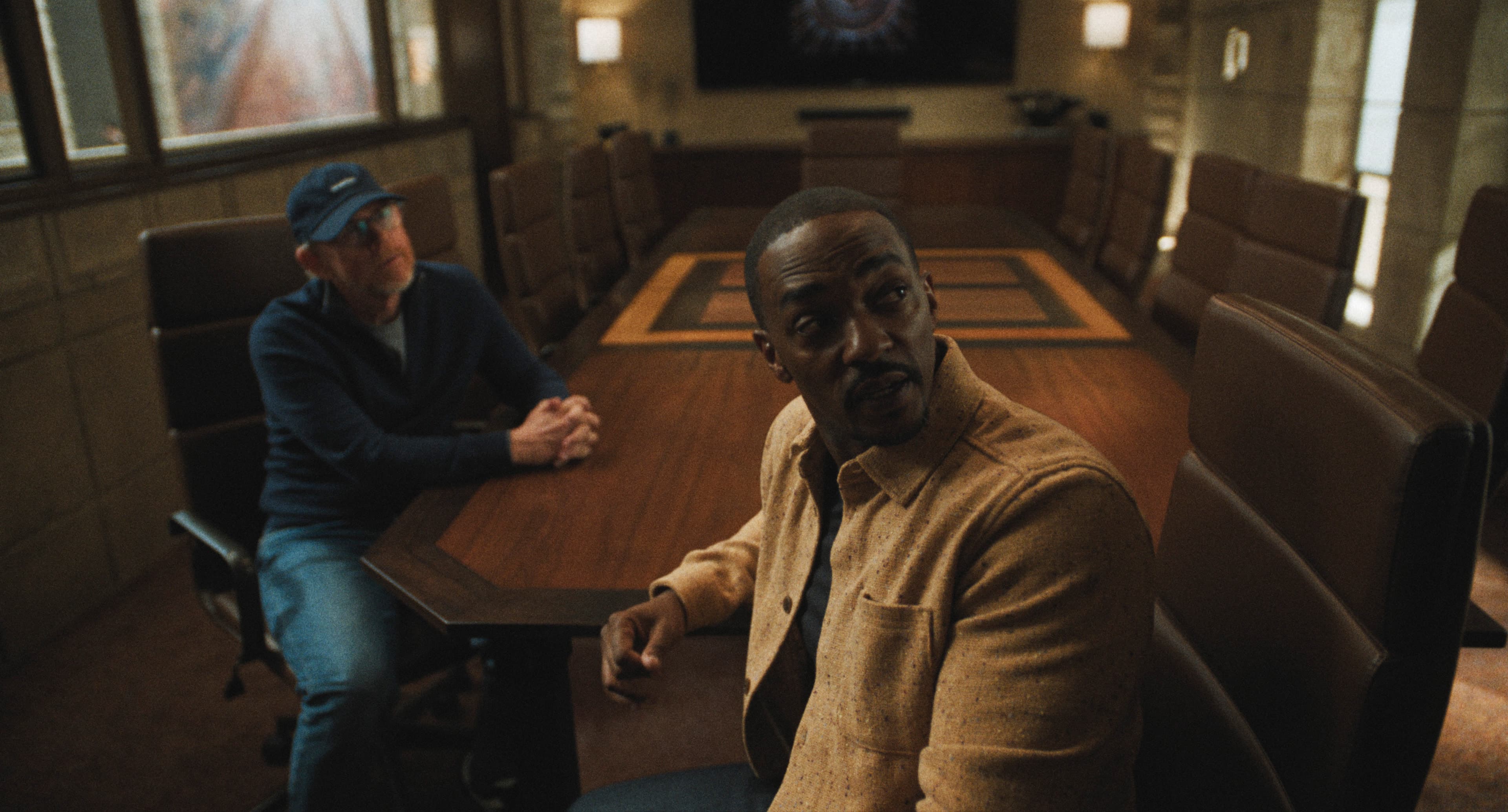 Ron Howard and Anthony Mackie in "The Studio".