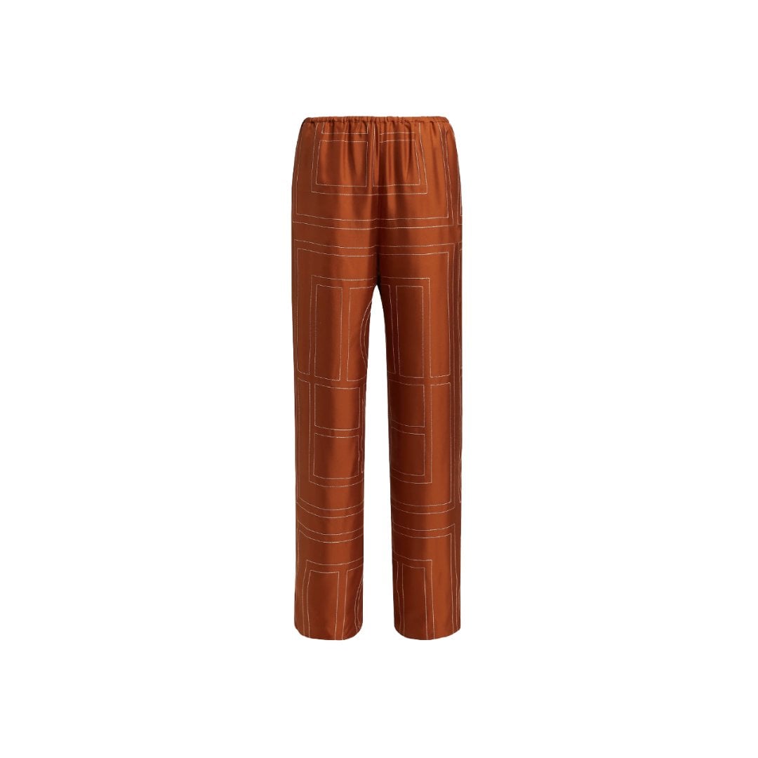 Toteme Embroidered Silk Pajama-Inspired Pants