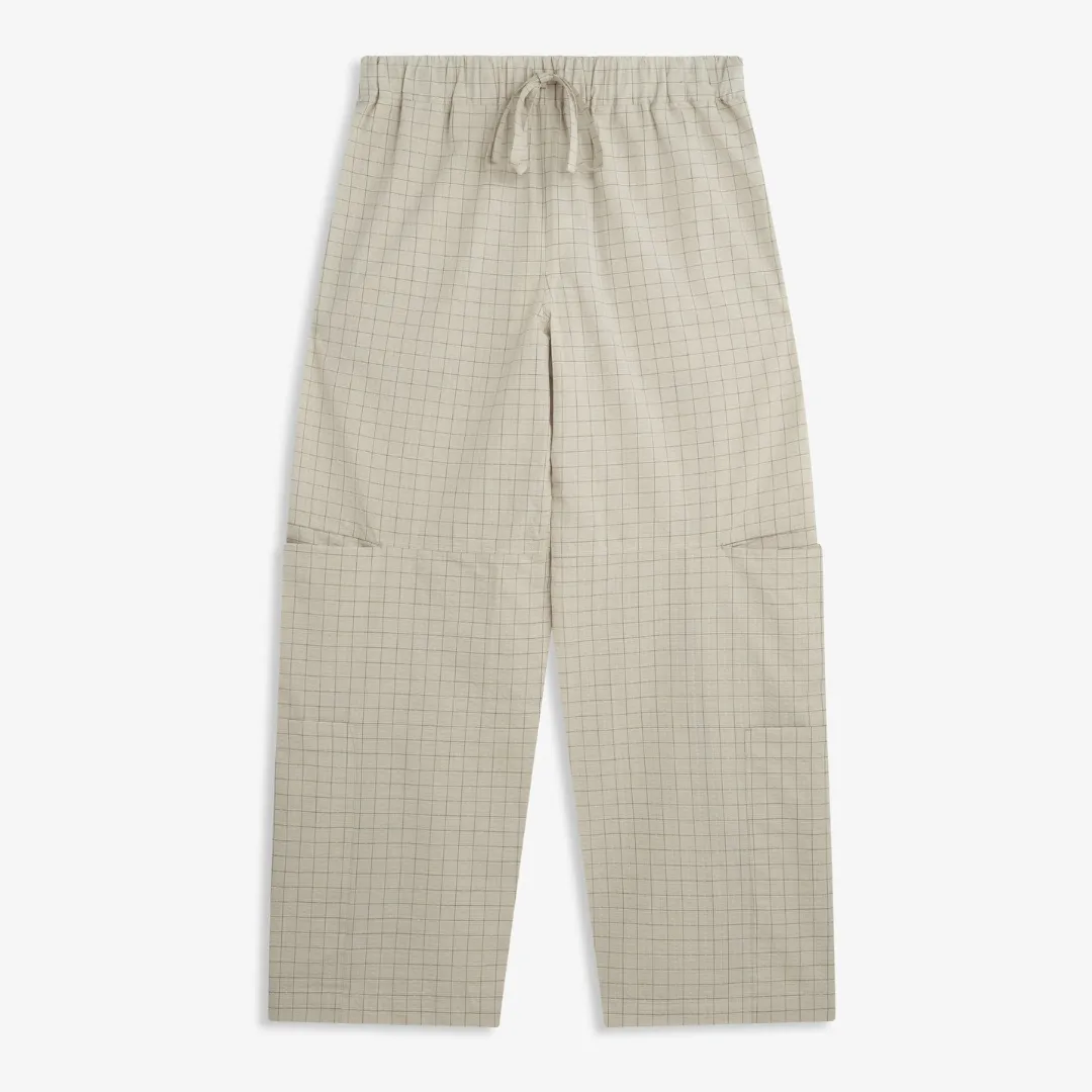 Sage Nation Parachute Trousers in Parchment Check