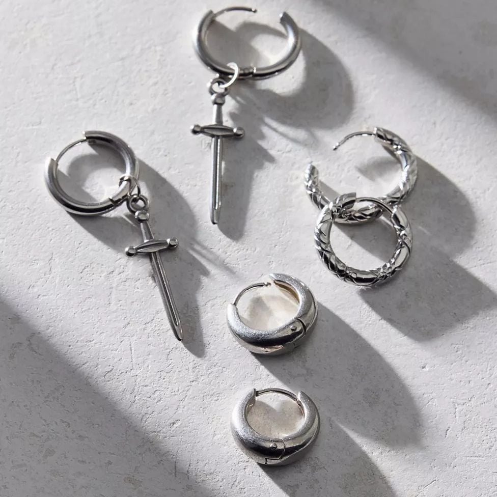 Urban Outfitters Fatale Waterproof Hoop Set, set of three silver earrings