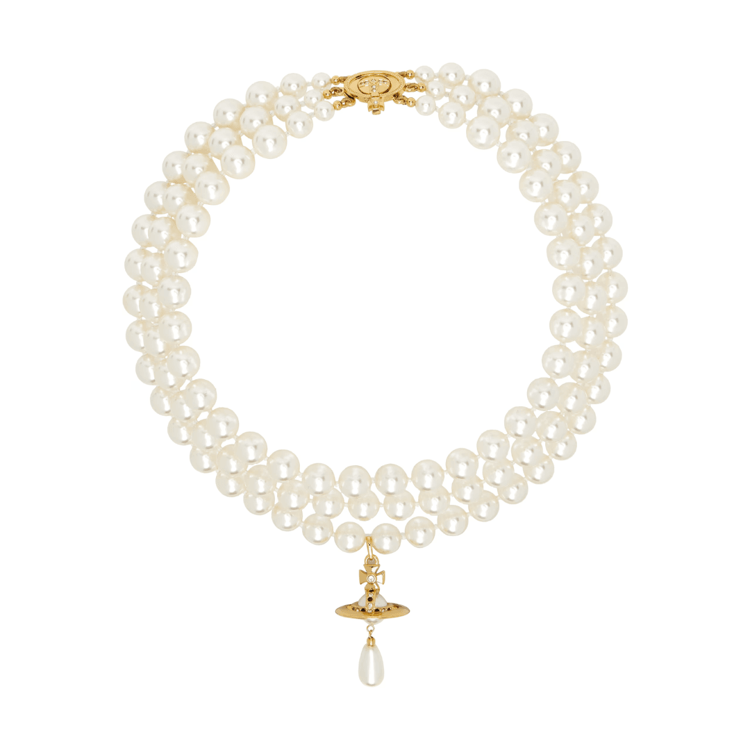 VIVIENNE WESTWOOD Three Row Pearl Drop Choker