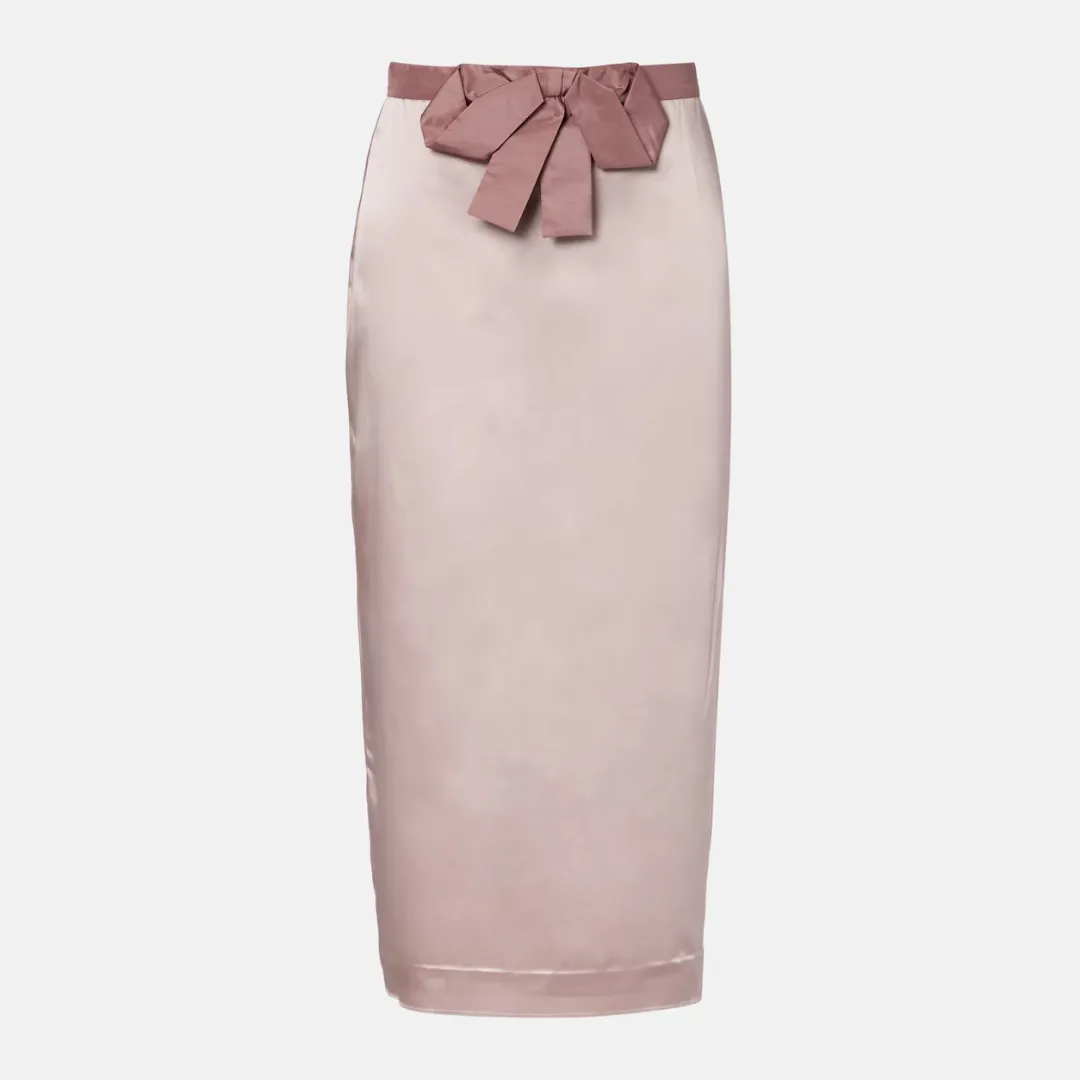 Valentino Bow-detail satin midi skirt