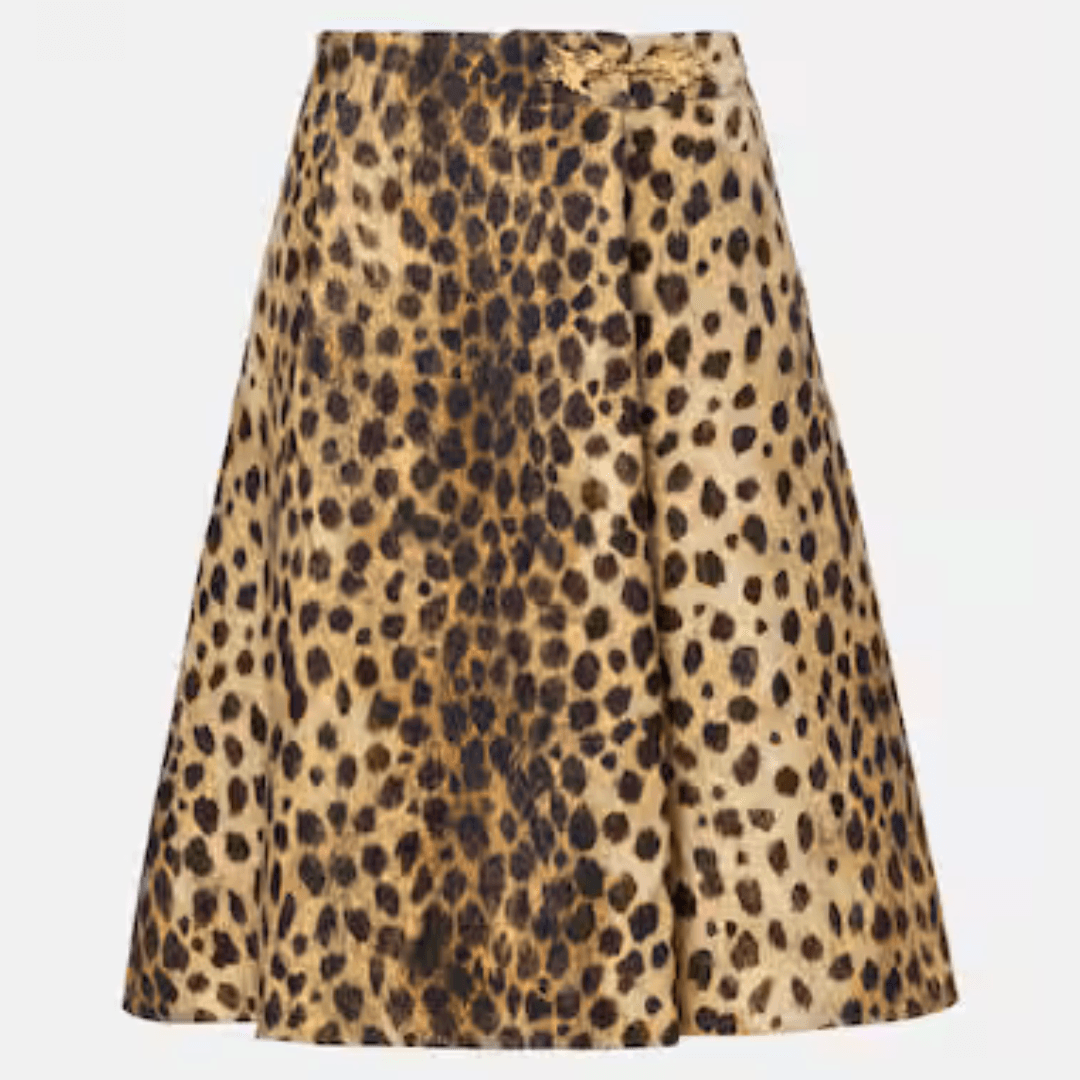 Valentino Leopard-print wool midi skirt
