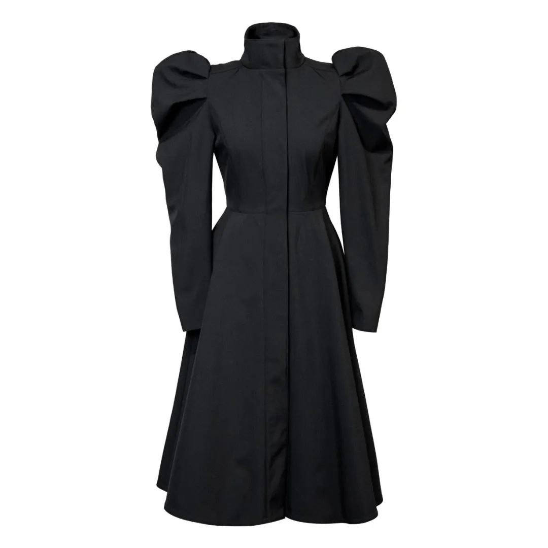 Wolf & Badger Balloon Sleeve Black Coat