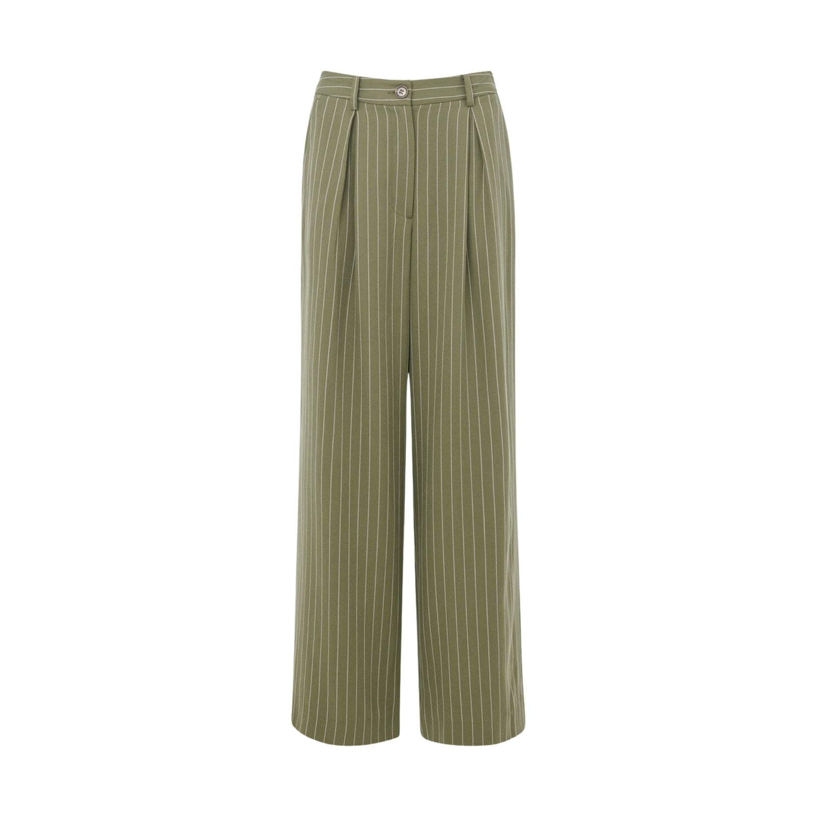 Whistles Khaki Lottie Pinstripe Trouser