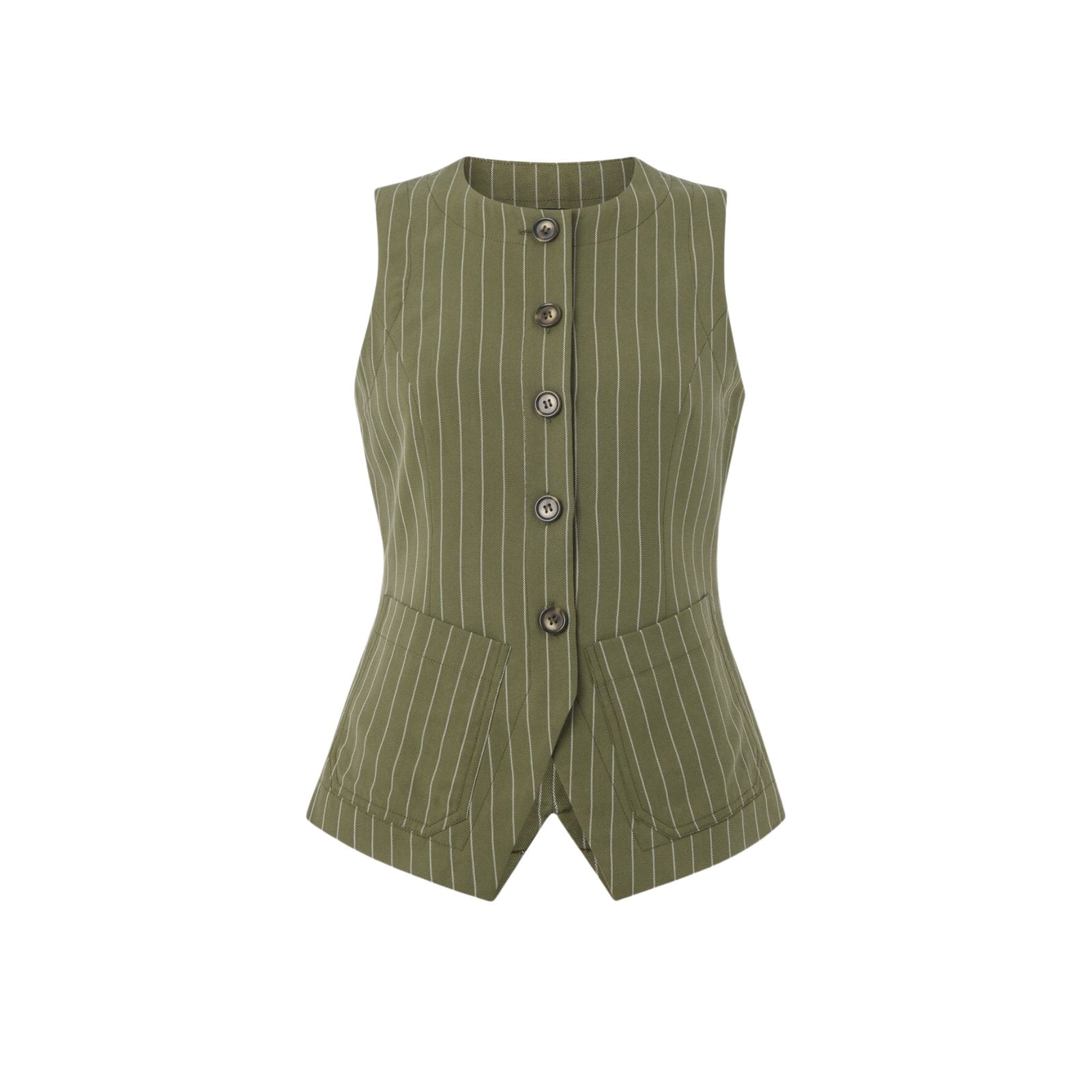 Khaki Lottie Pinstripe Waistcoat