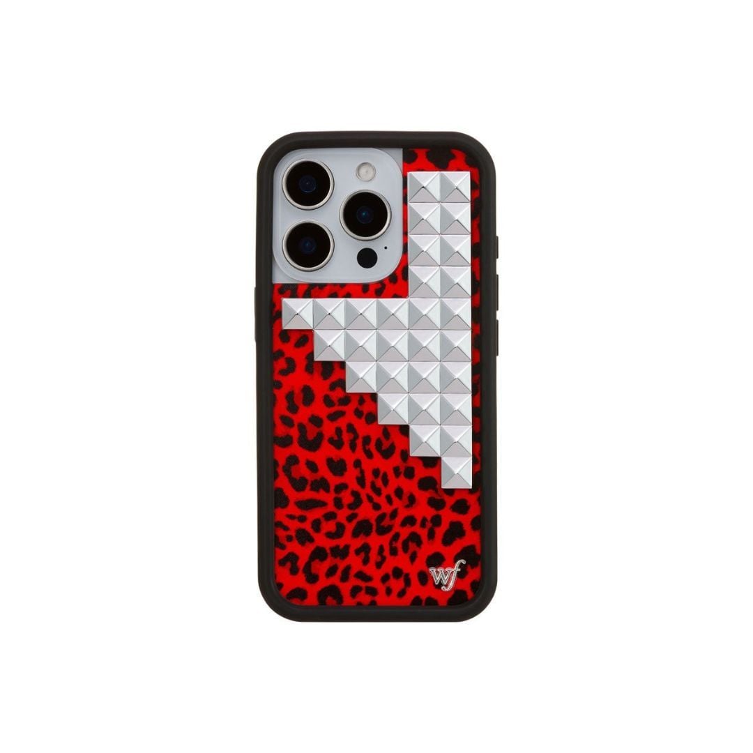 Wildflower Red Meow Stud Phone Case
