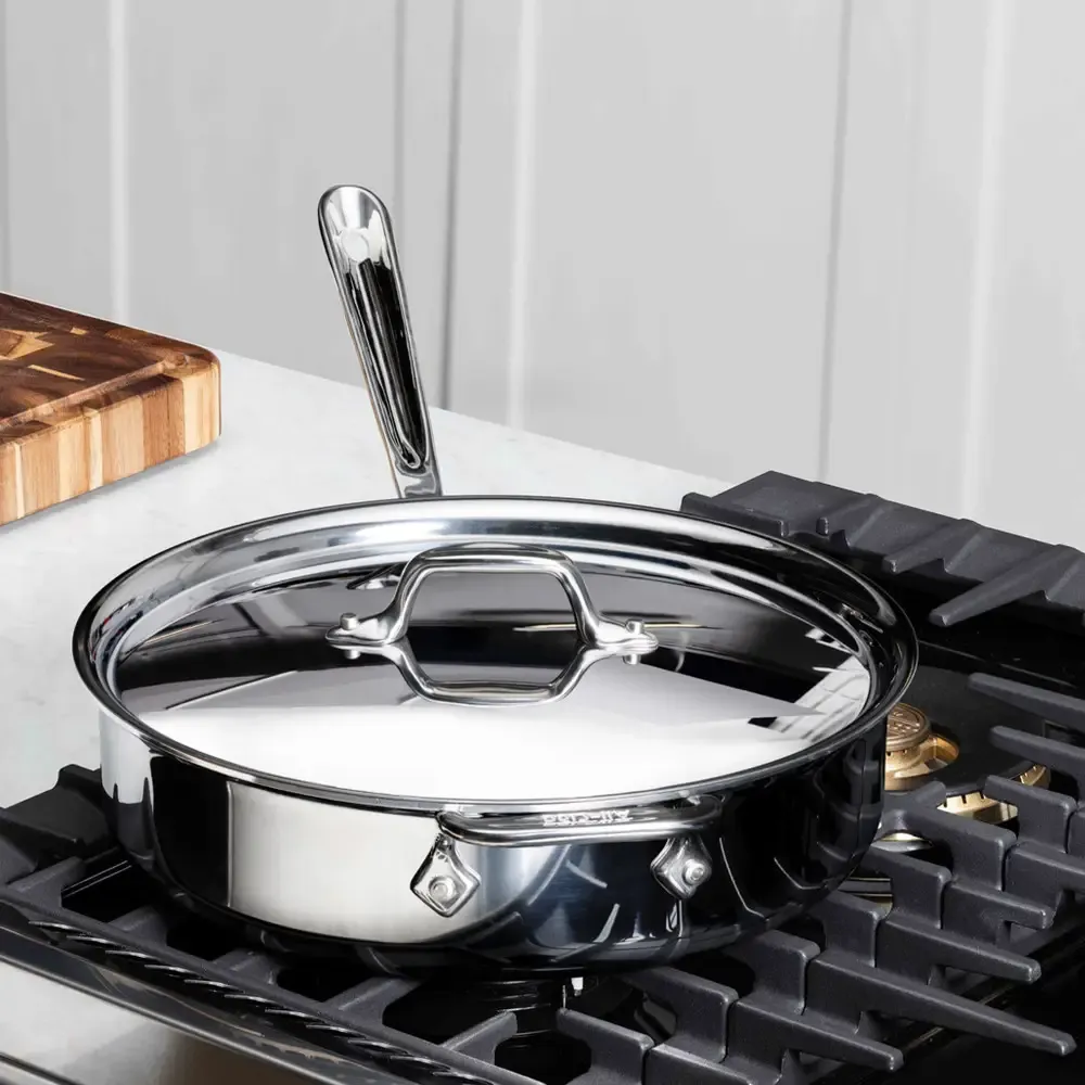 All-Clad D3 Stainless 3-ply 4 Quart Sauté Pan With Lid