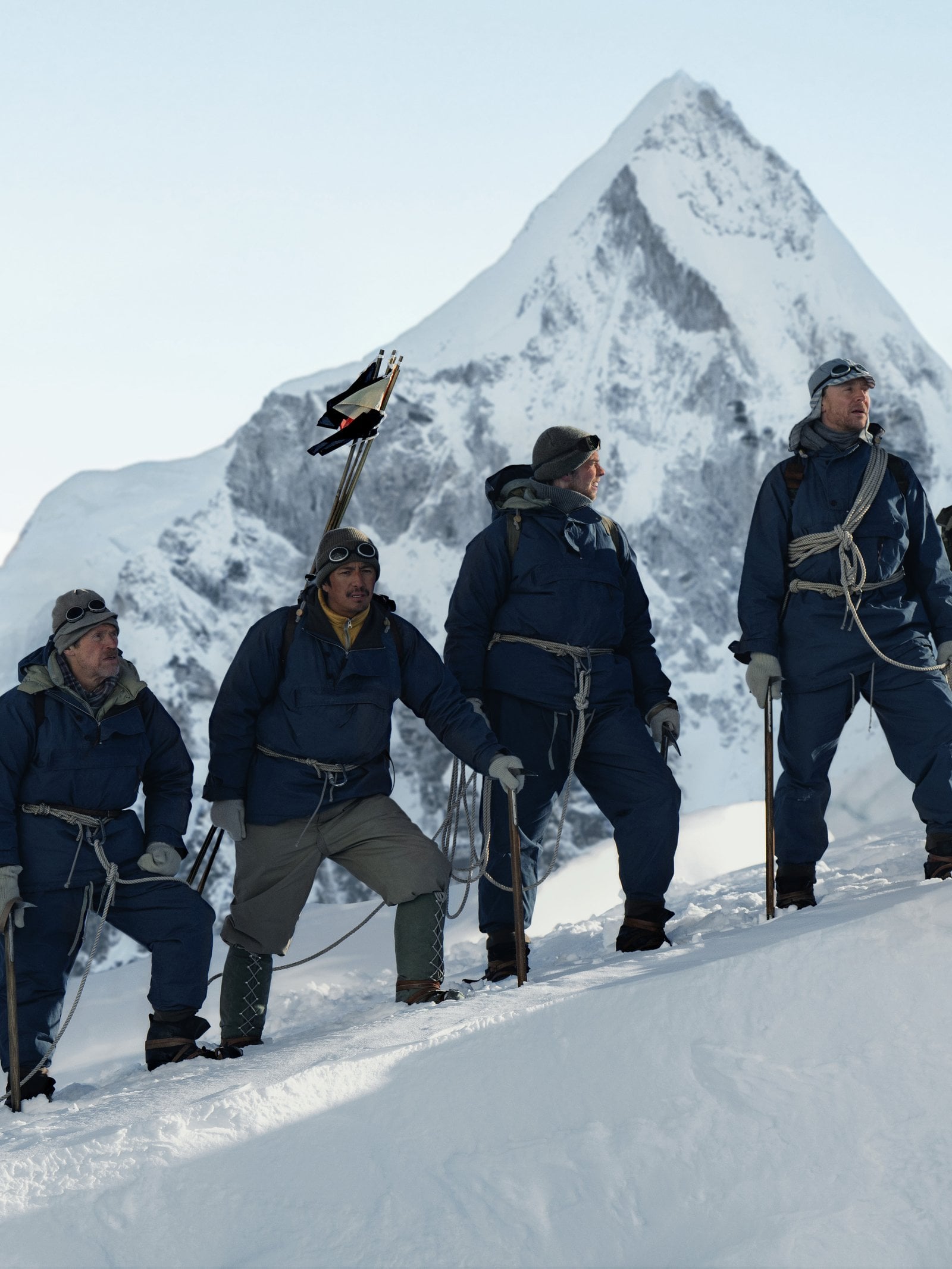 Tenzin Dalha, Willem Dafoe, Genden Phuntsok, Harry Greenwood, Tom Hiddleston and Pasang Arya Sherpa in "Tenzing."