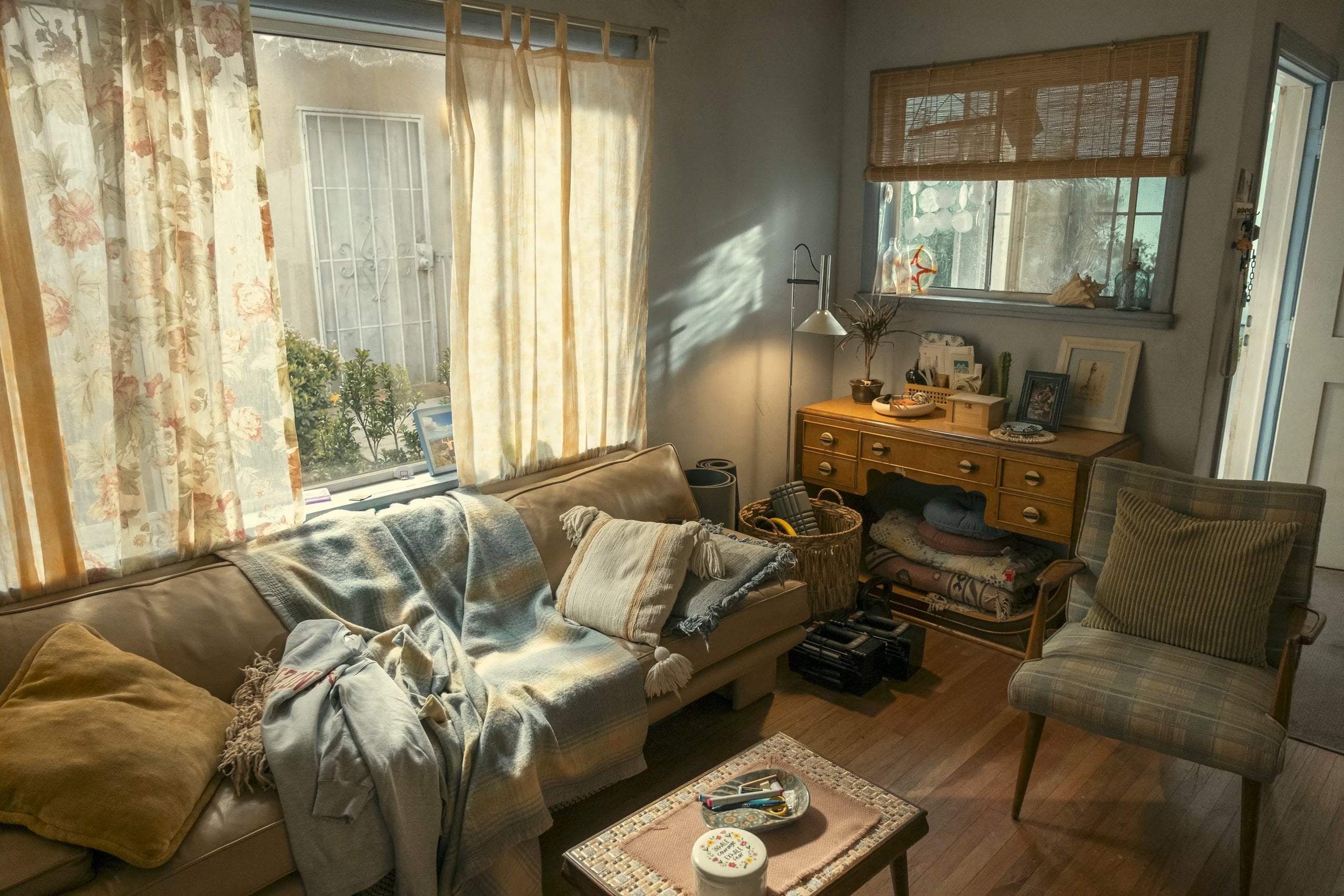 The living room of Austin and Ashley's apartment.